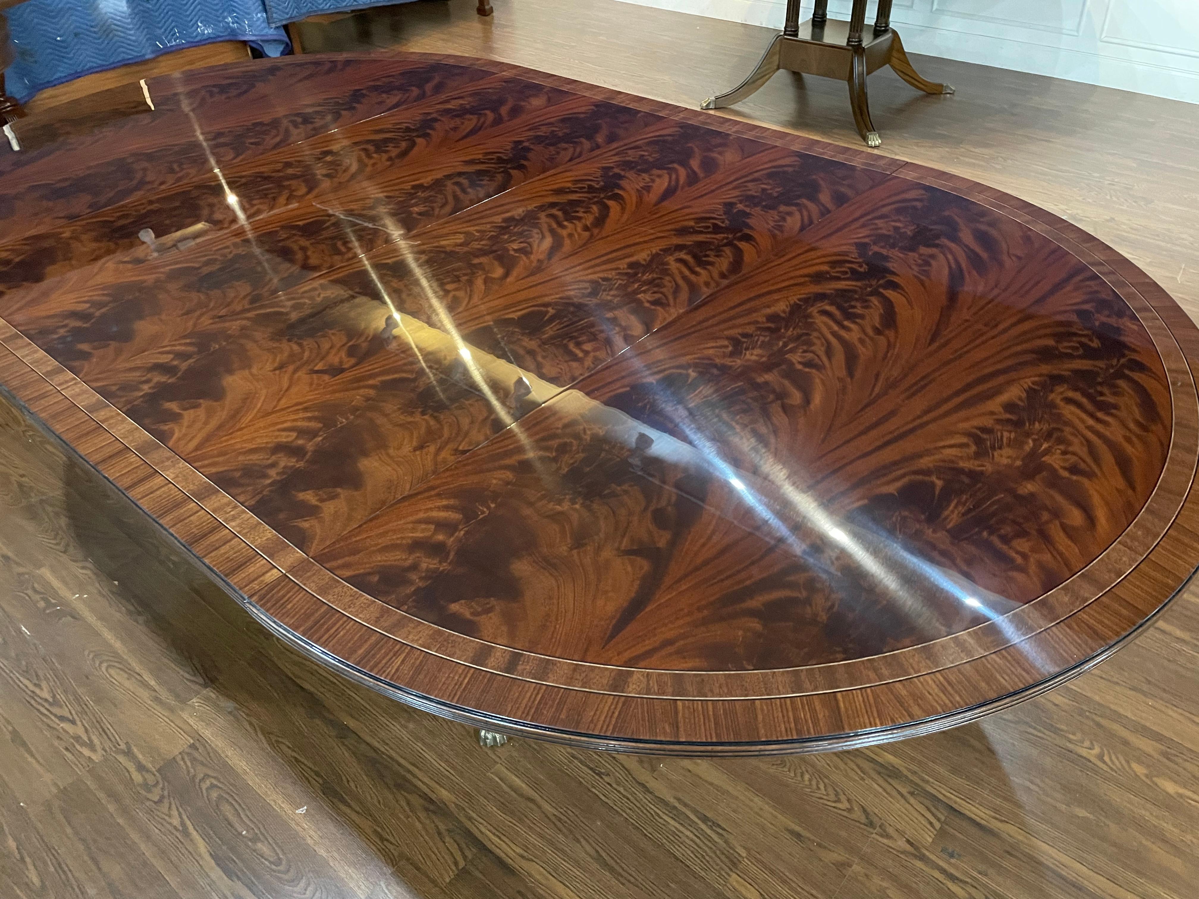 Round/Oval Mahogany Georgian Style Single Pedestal Dining Table by Leighton Hall For Sale 2