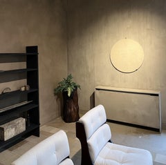 Round painting recycled 18th century linen