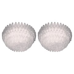 Round Pair Great Italian Murano Venini Chandelier Poliedri 1950s