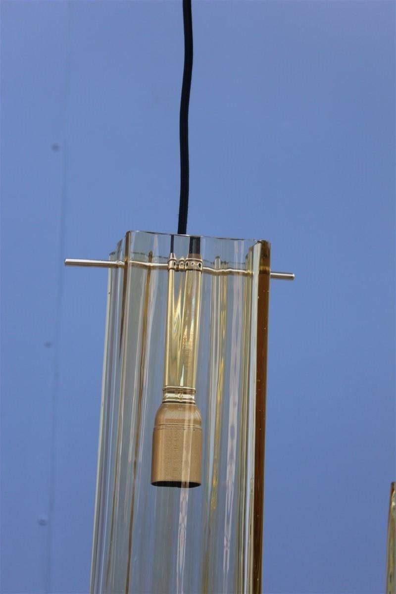 Runde Paar Kronleuchter Messing Murano Gold Glas Gelb Mazzega Design 1970er im Zustand „Gut“ im Angebot in Palermo, Sicily