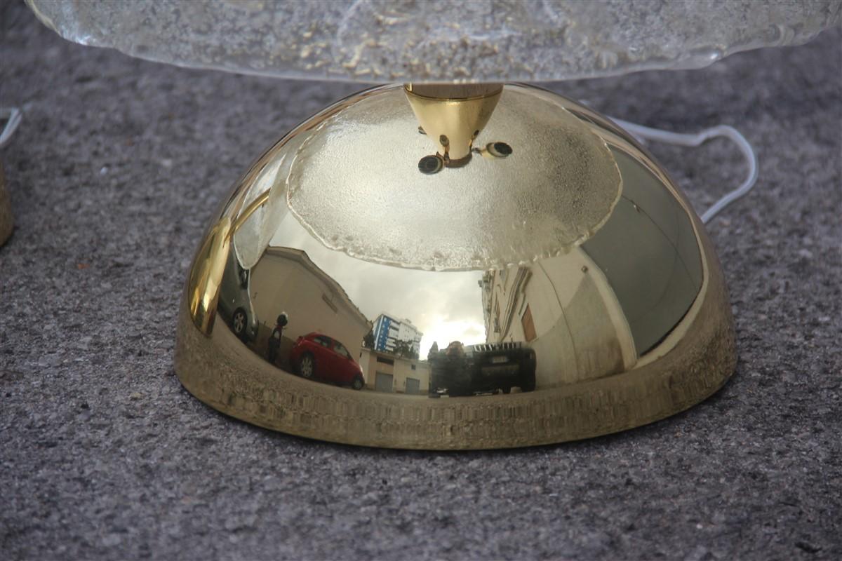 Round Pair of Table Lamp Esperia Angelo Brotto Italian Design Gold Brass, 1970s 1