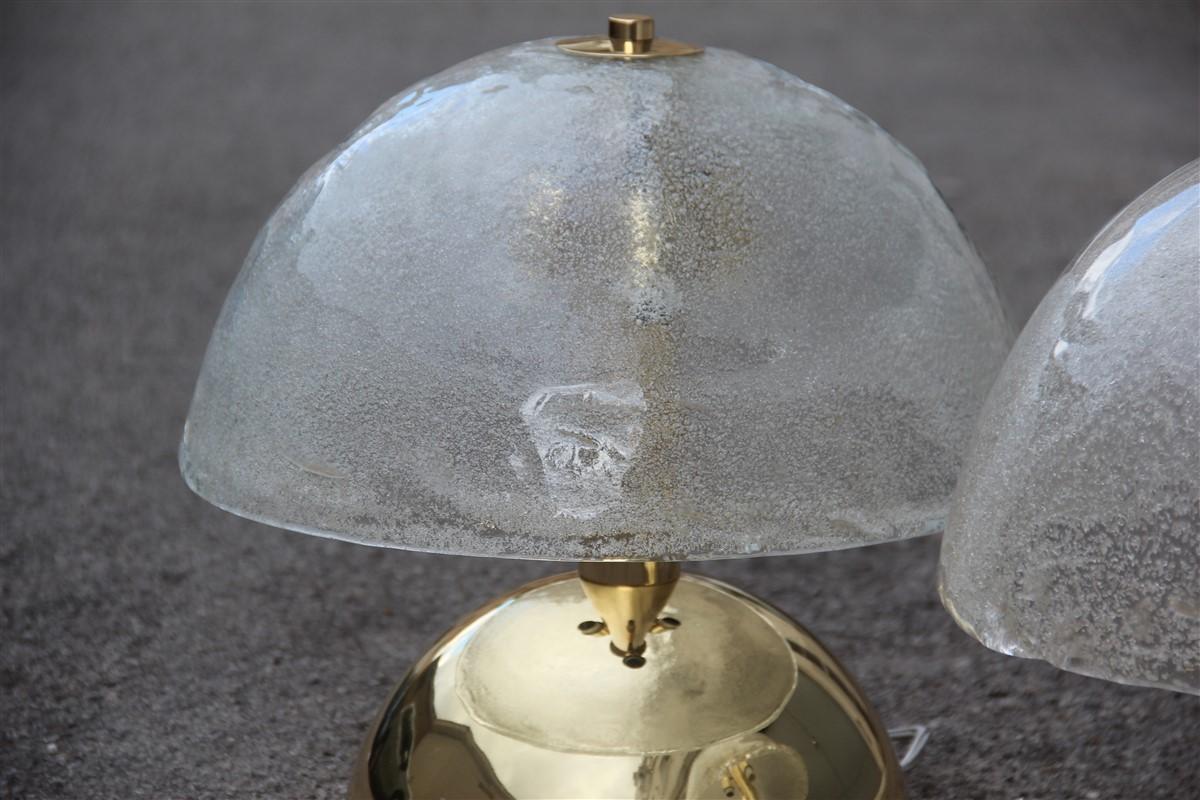 Round Pair of Table Lamp Esperia Angelo Brotto Italian Design Gold Brass, 1970s 3