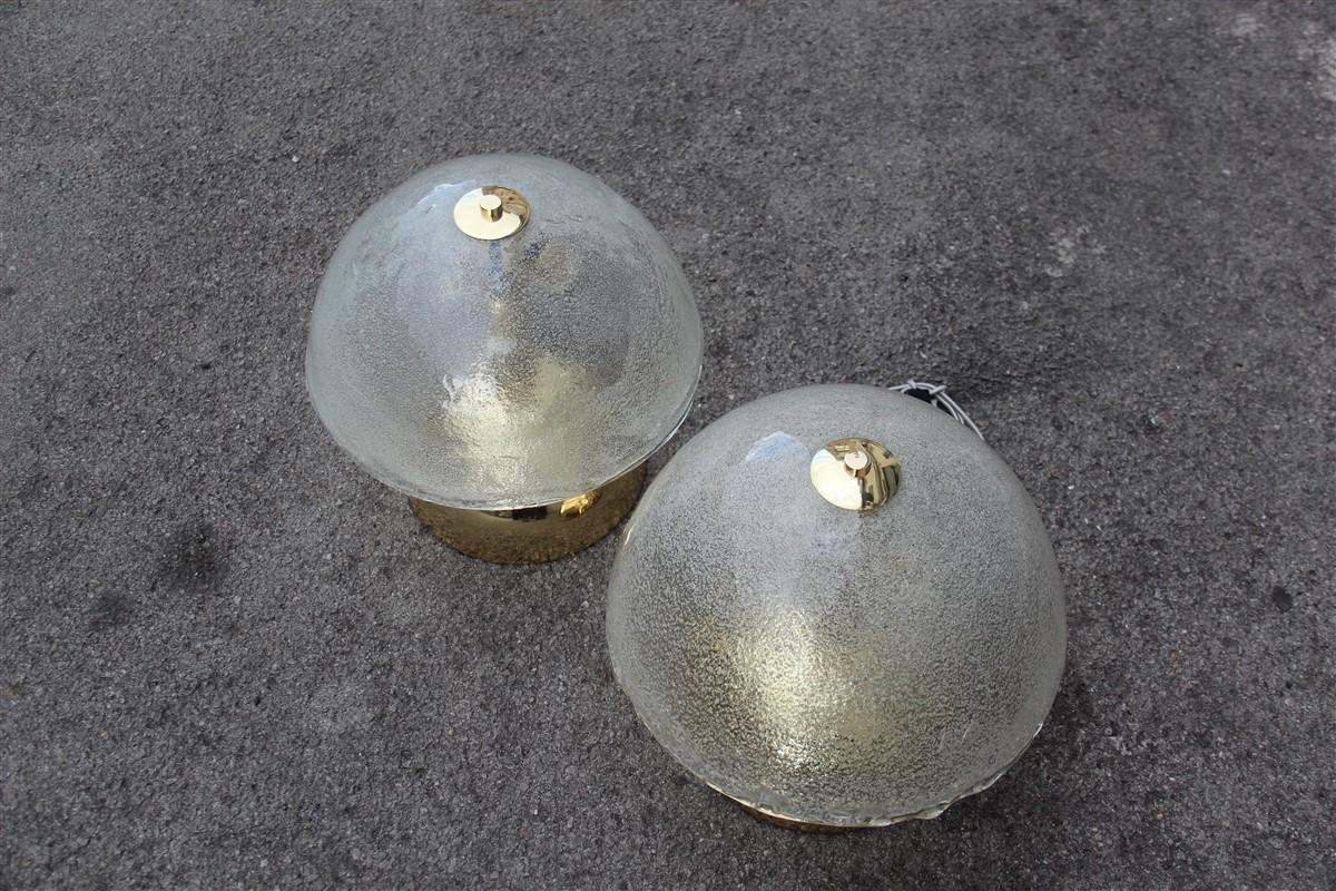 Round Pair of Table Lamp Esperia Angelo Brotto Italian Design Gold Brass, 1970s 4