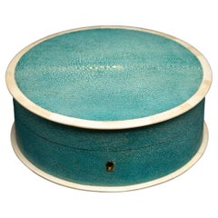 Round Pale Blue Shagreen Jewelry Box