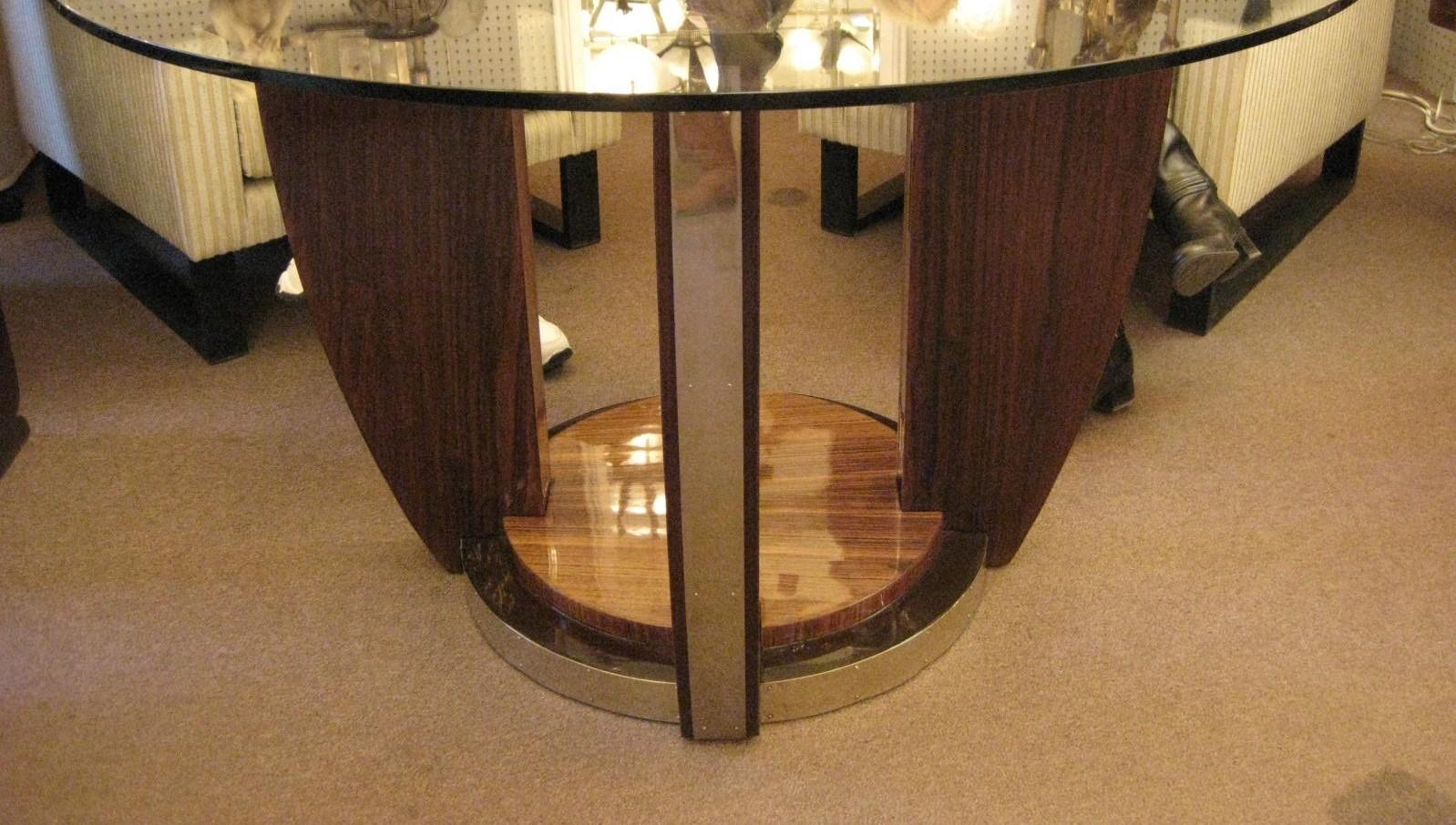 Round Palisander Art Deco Center/ Dining Table Attributed to Louis Sognot 2