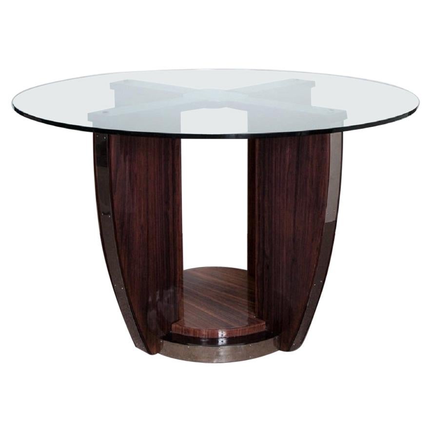 Round Palisander Art Deco Center/ Dining Table Attributed to Louis Sognot