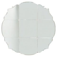 Round Paneled Scalloped Edge Mirror with Beveled Glass from England (Dia 37 3/4)