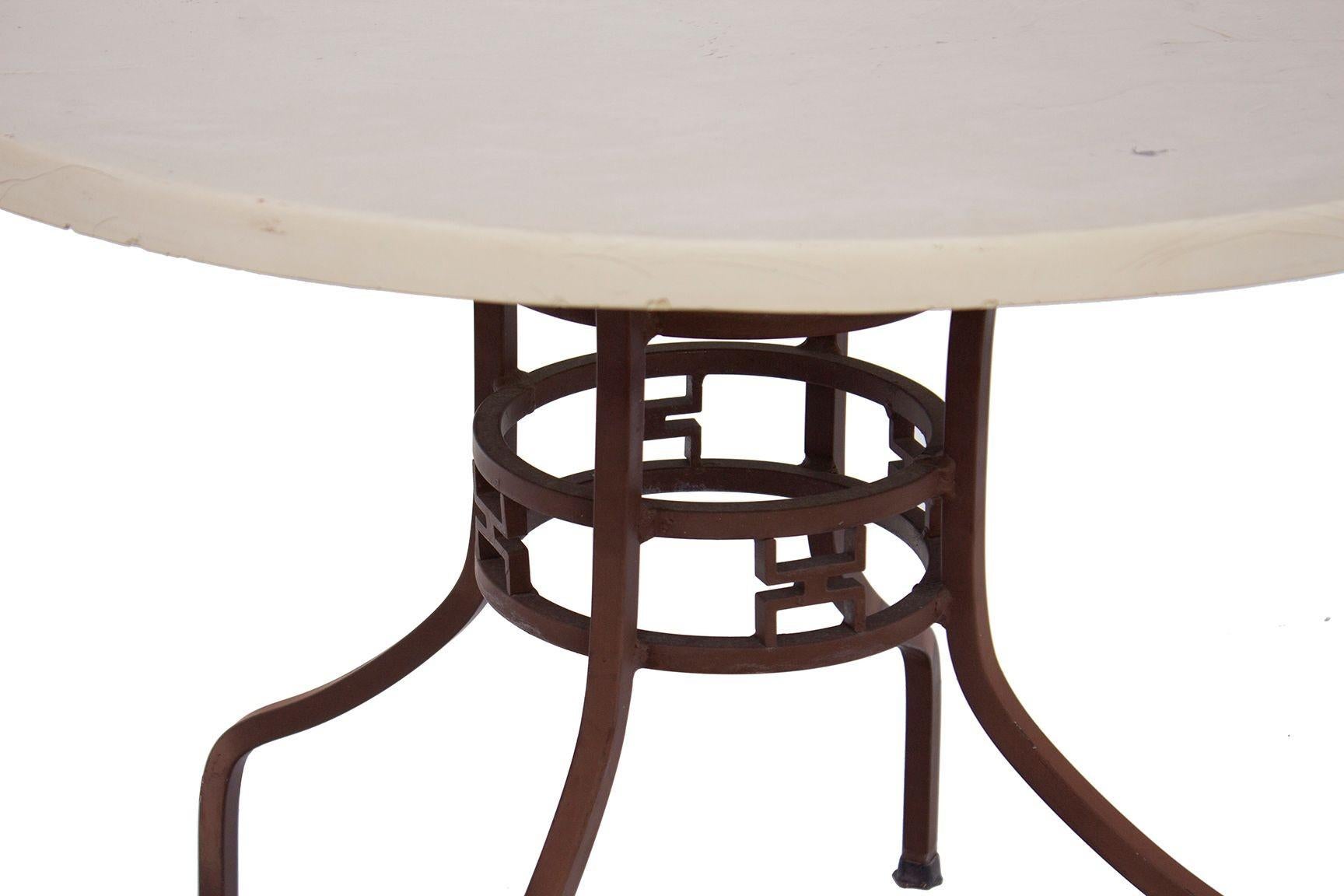 Mid-Century Modern Round Patio Table with Fiberglass Top after Brown-Jordan For Sale