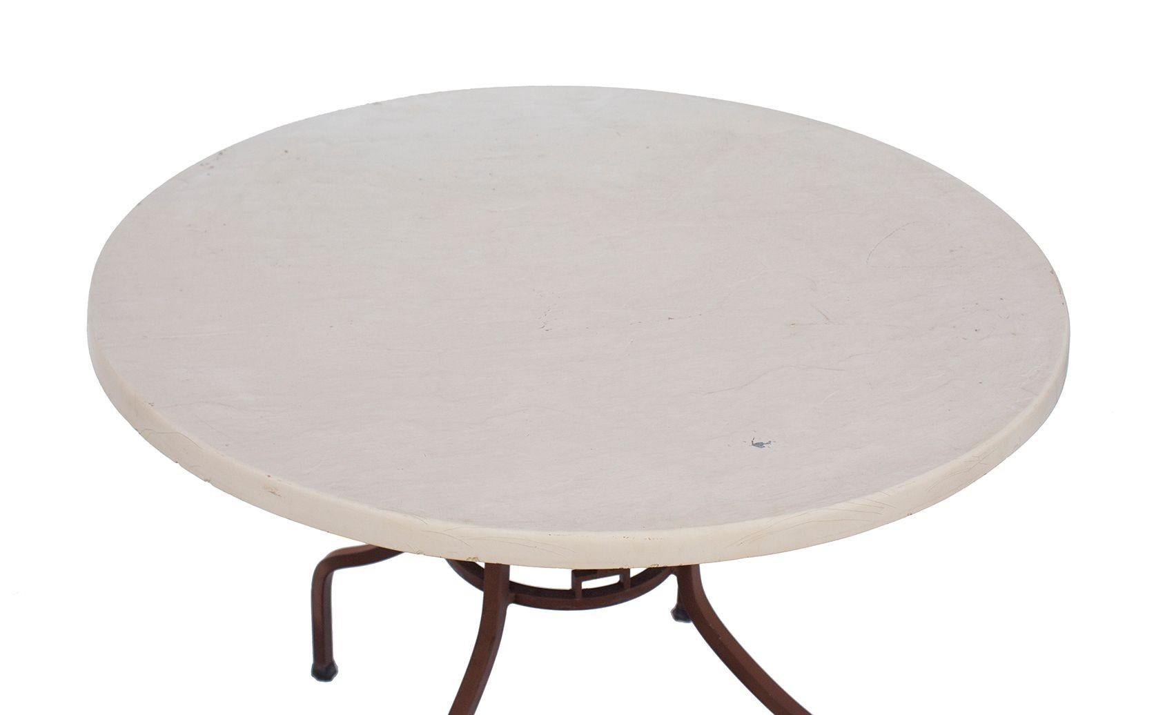 American Round Patio Table with Fiberglass Top after Brown-Jordan For Sale