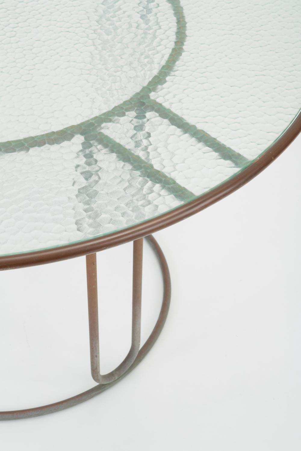 Round Patio Table with Oxidized Bronze Frame by Walter Lamb for Brown Jordan 2