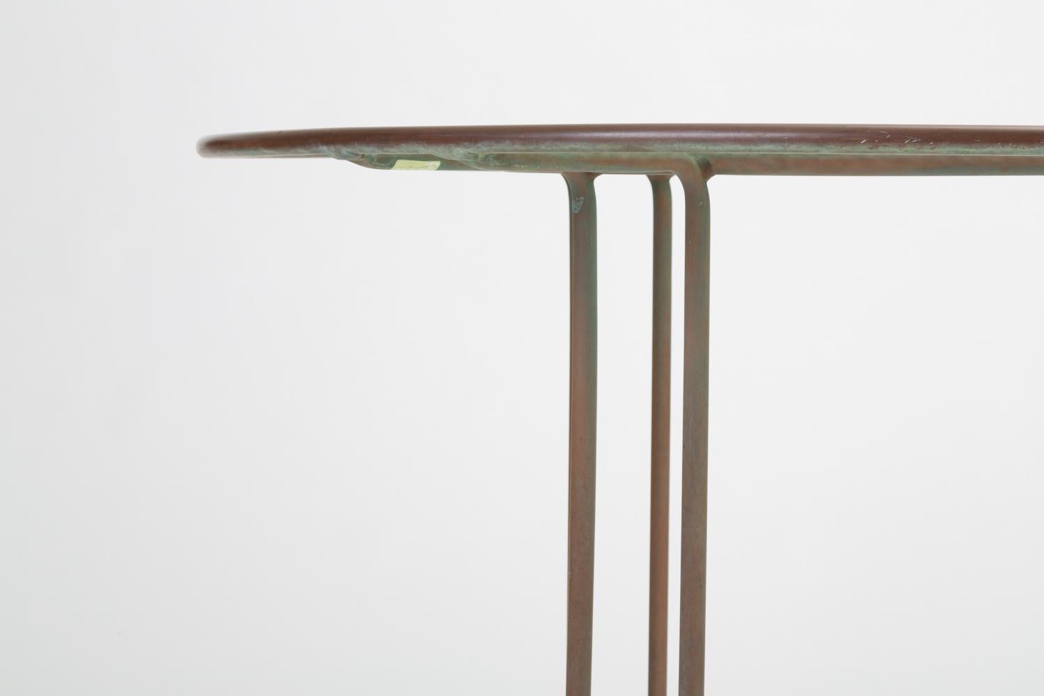 20th Century Round Patio Table with Oxidized Bronze Frame by Walter Lamb for Brown Jordan