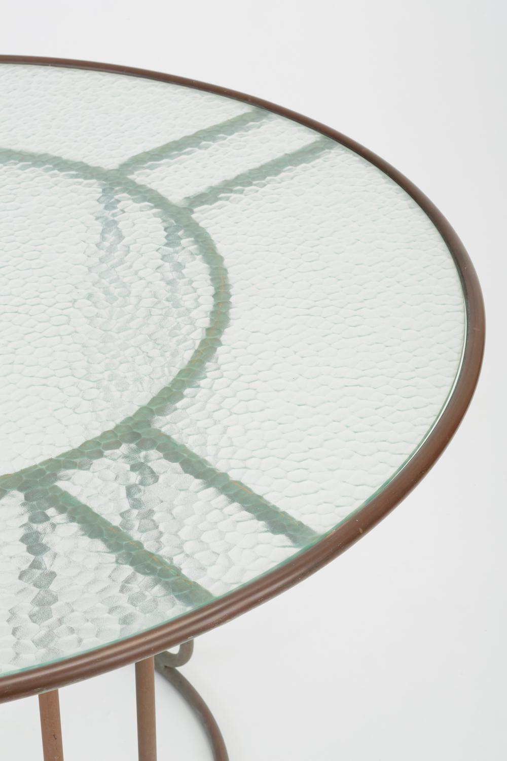 Round Patio Table with Oxidized Bronze Frame by Walter Lamb for Brown Jordan 1