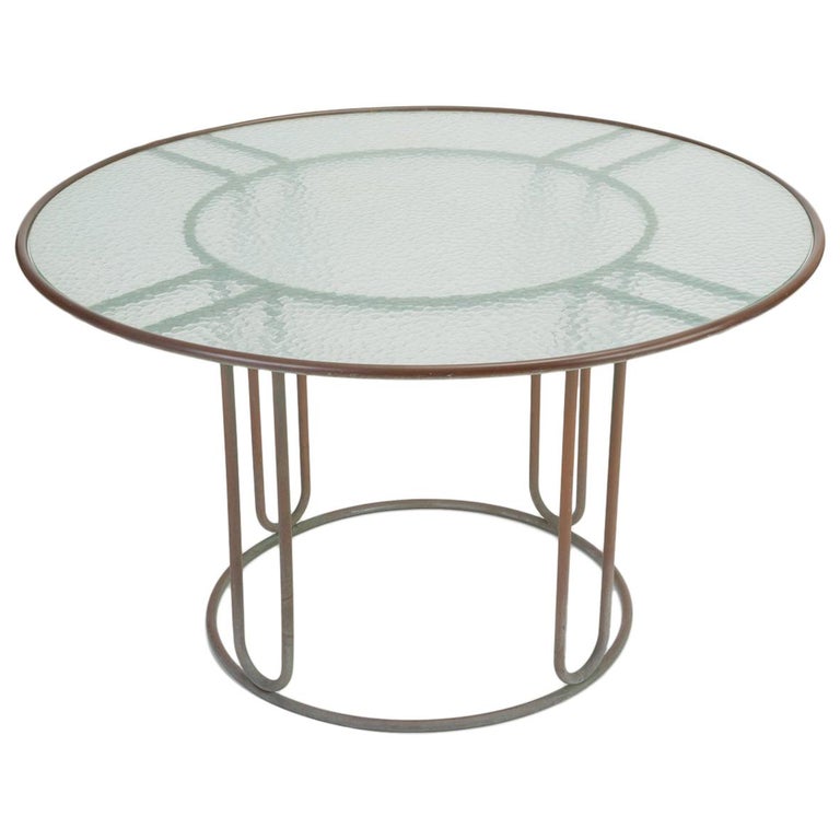 Round Patio Table With Oxidized Bronze Frame By Walter Lamb For Round Patio Table With Oxidized Bronze Frame By Walter Lamb For Brown Jordan
