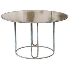 Round Patio Table with Oxidized Bronze Frame by Walter Lamb for Brown Jordan