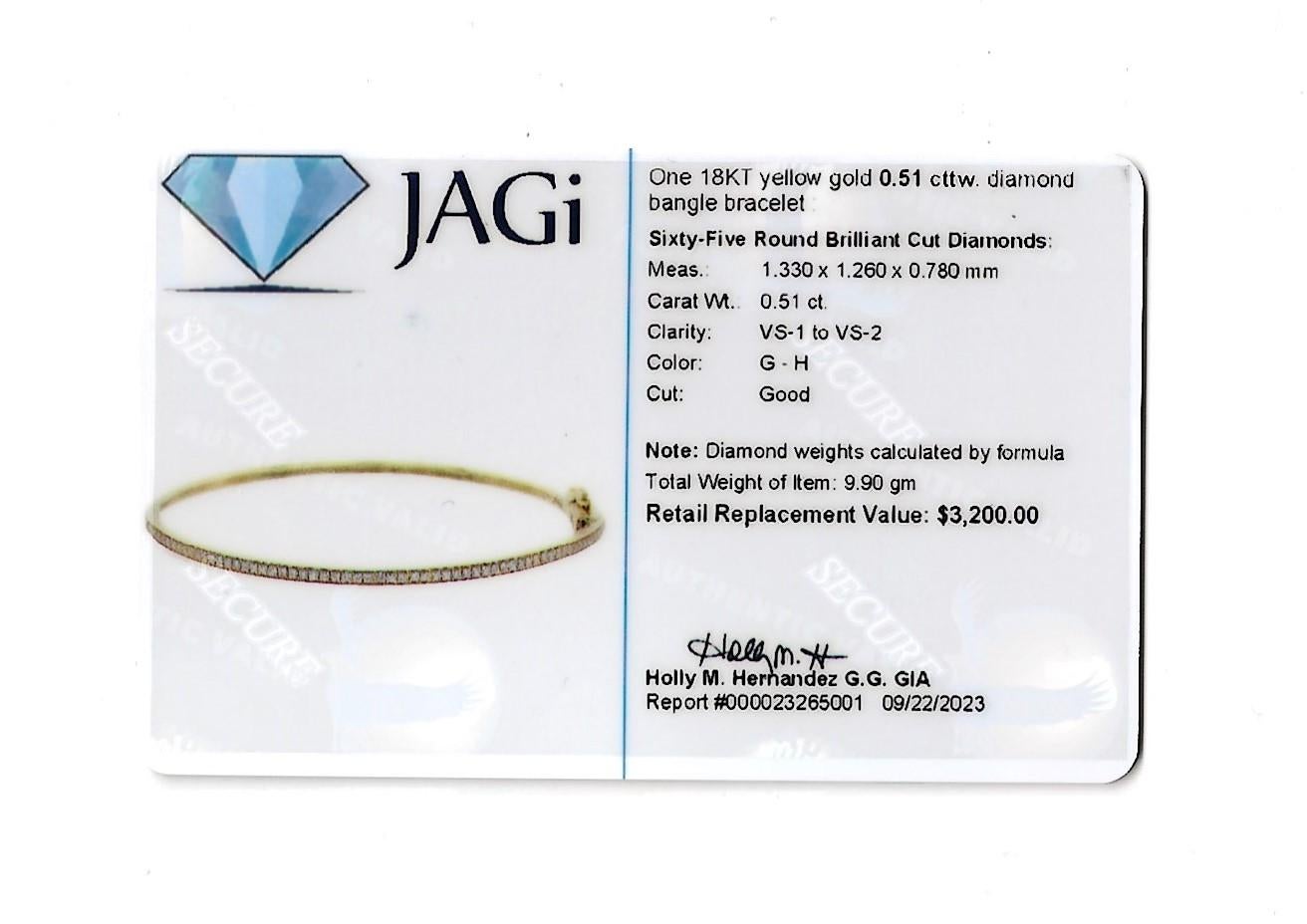 Round Pave Diamond Narrow Hinged Stacking Bangle Bracelet 18 Karat Yellow Gold For Sale 4