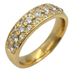 Runder Pavé-Diamant-Halb-Ewigkeitsring aus poliertem 18 Karat Gelbgold