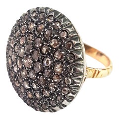 21st Century 9 Karat Rose Gold and Diamond Round Cesellato Cocktail Ring