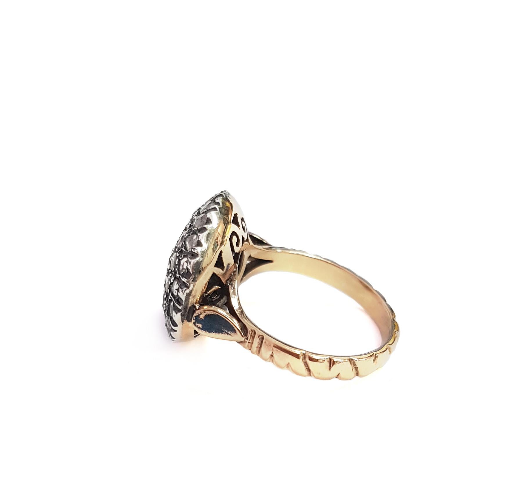 Contemporary 21st Century 9 Karat Rose Gold and Diamond Round Cesellato Cocktail Ring For Sale