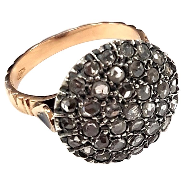21st Century 9 Karat Rose Gold and Diamond Round Cesellato Cocktail Ring For Sale