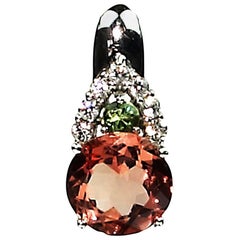 Round Peach Tourmaline Sterling Silver Pendant