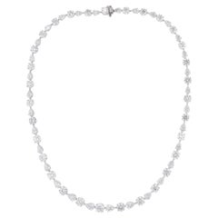 Round Pear 29.08Ct SI/H Natural Diamond Bridal Necklace 18k White Gold Jewelry