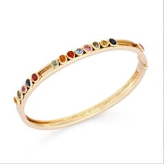 Round Pear Cut Diamonds 14K (or 18k upon request) Gold Bangle Bracelet