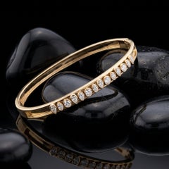 Round Pear Cut Diamonds 14K (or 18k upon request) Gold Bangle Bracelet