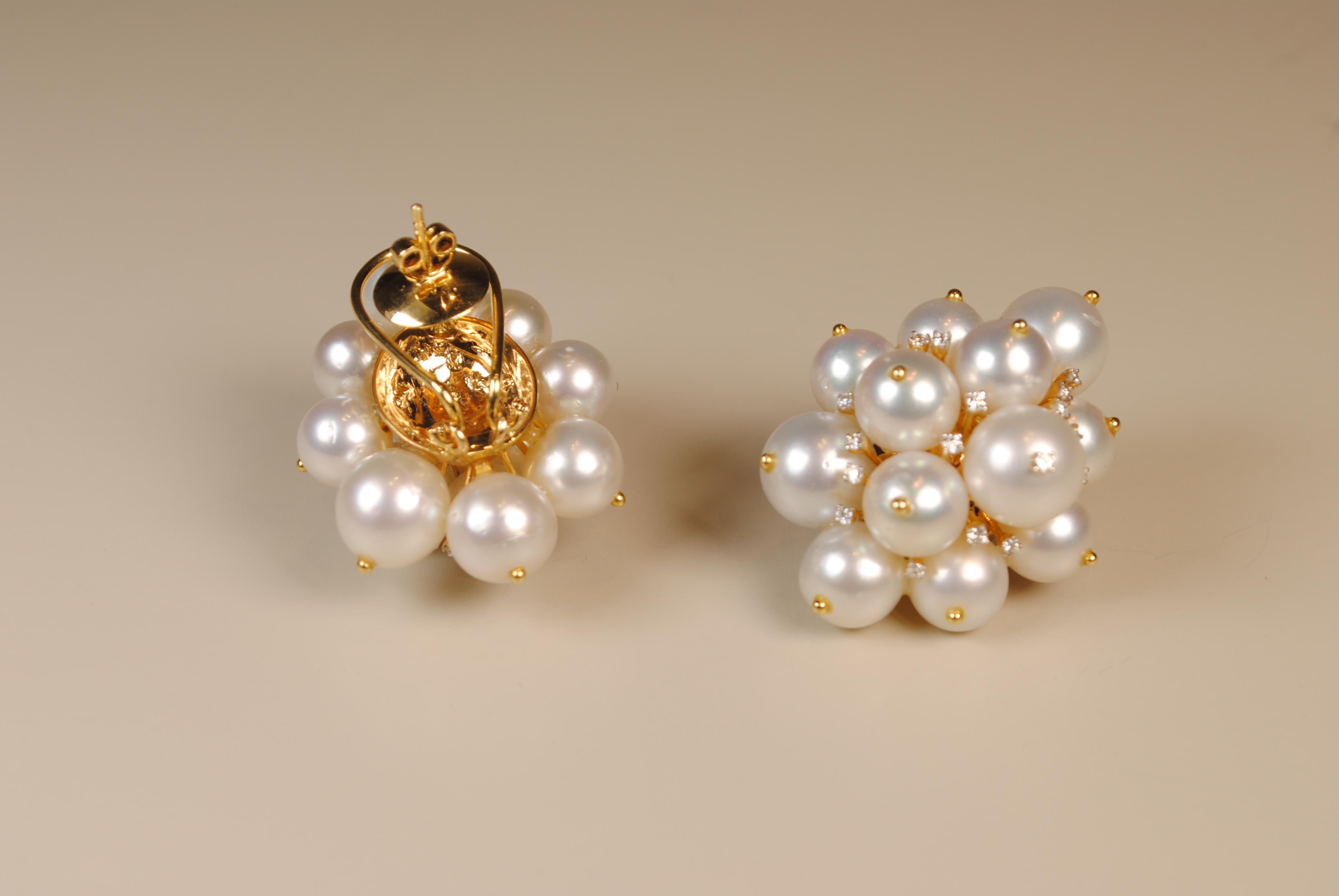 Contemporary Round Pearl Burst Earrings For Sale