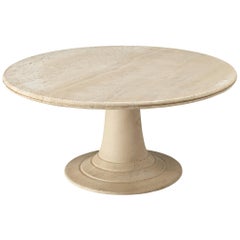 Retro Round Pedestal Coffee Table in Travertine
