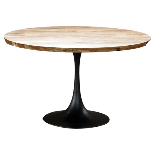 Round Pedestal Dining Table Solid Pecan Wood Top Cast Iron Amicalola Base For Sale At 1stdibs