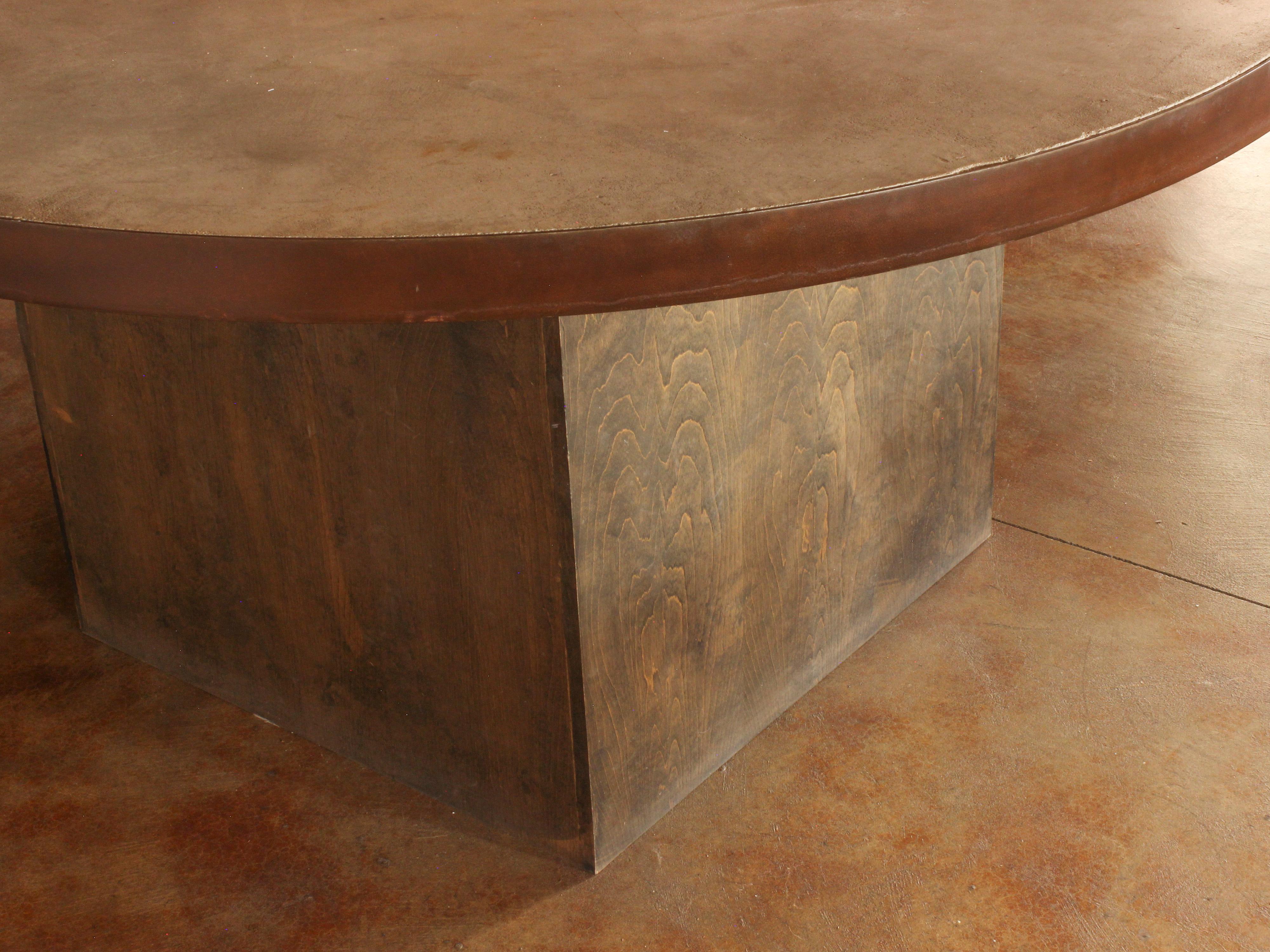 Contemporary Round Pedestal Dining Table with Concrete Top For Sale