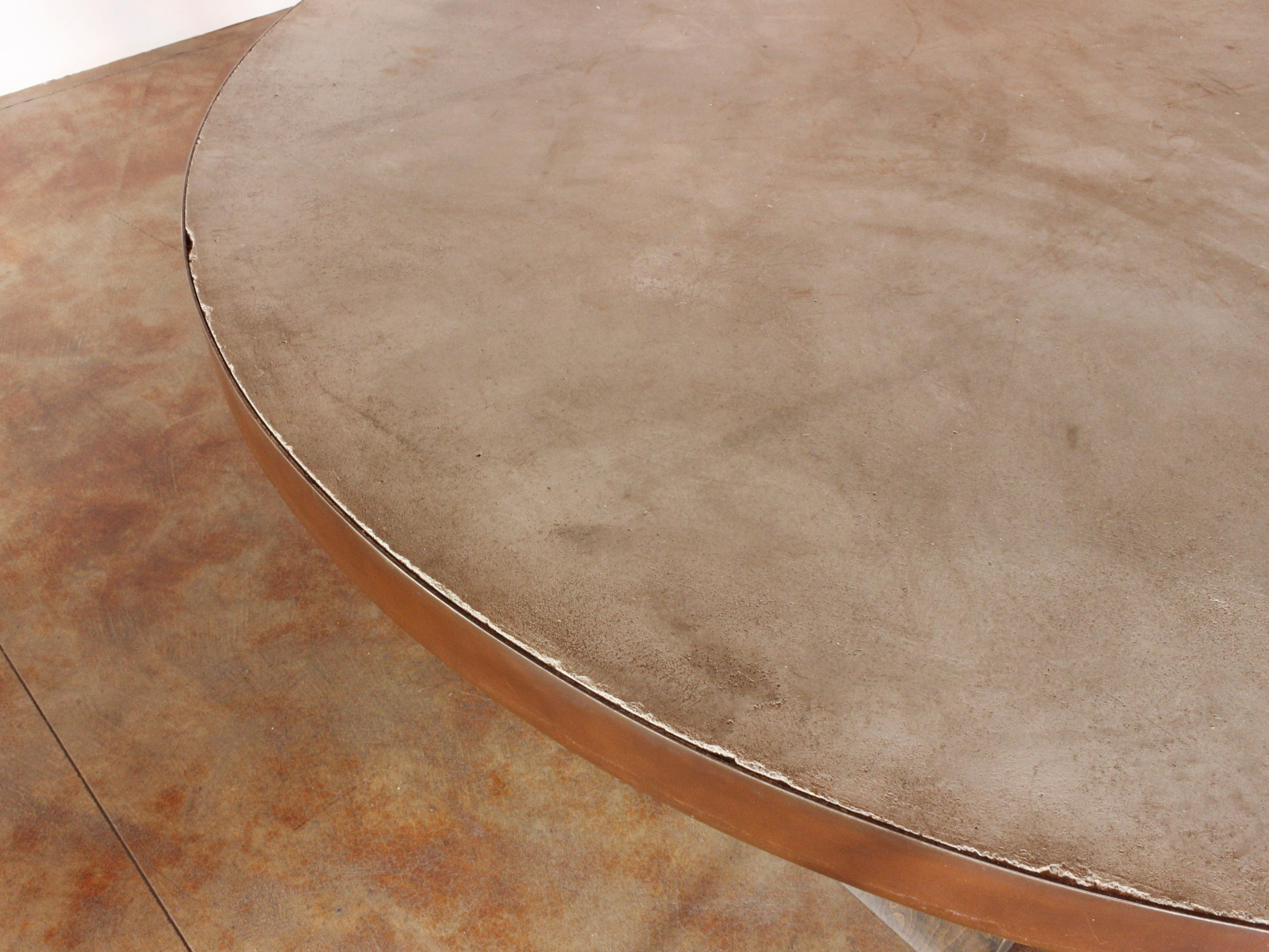 Steel Round Pedestal Dining Table with Concrete Top For Sale