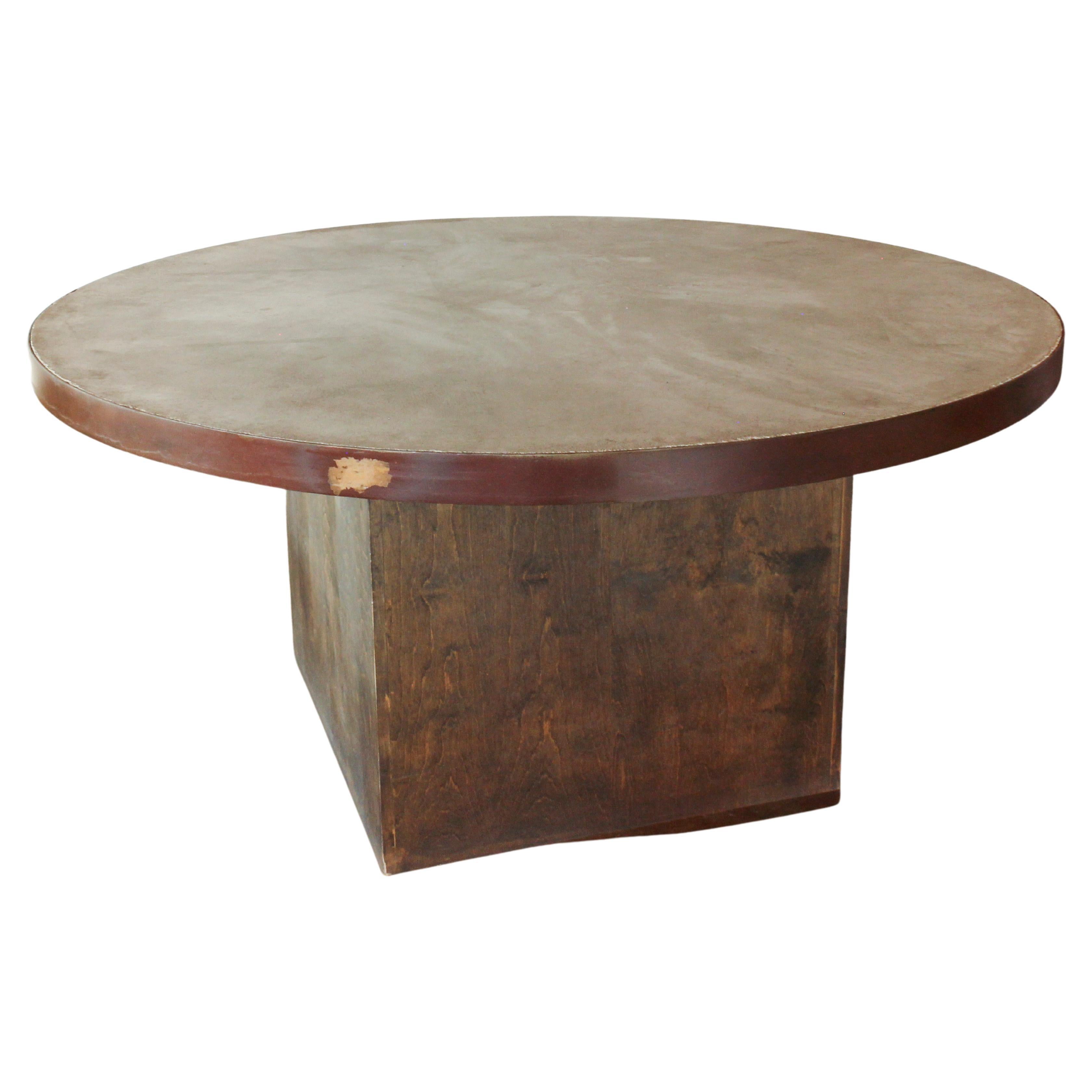 Round Pedestal Dining Table with Concrete Top For Sale