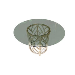 Round Pedestal Table and Geometric Bucket Armchair Rattan Dining Set