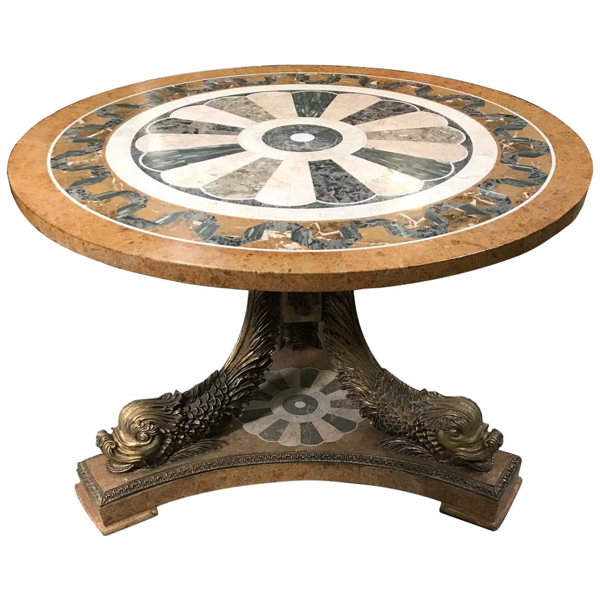 Round Pedestal Table with Dolphins