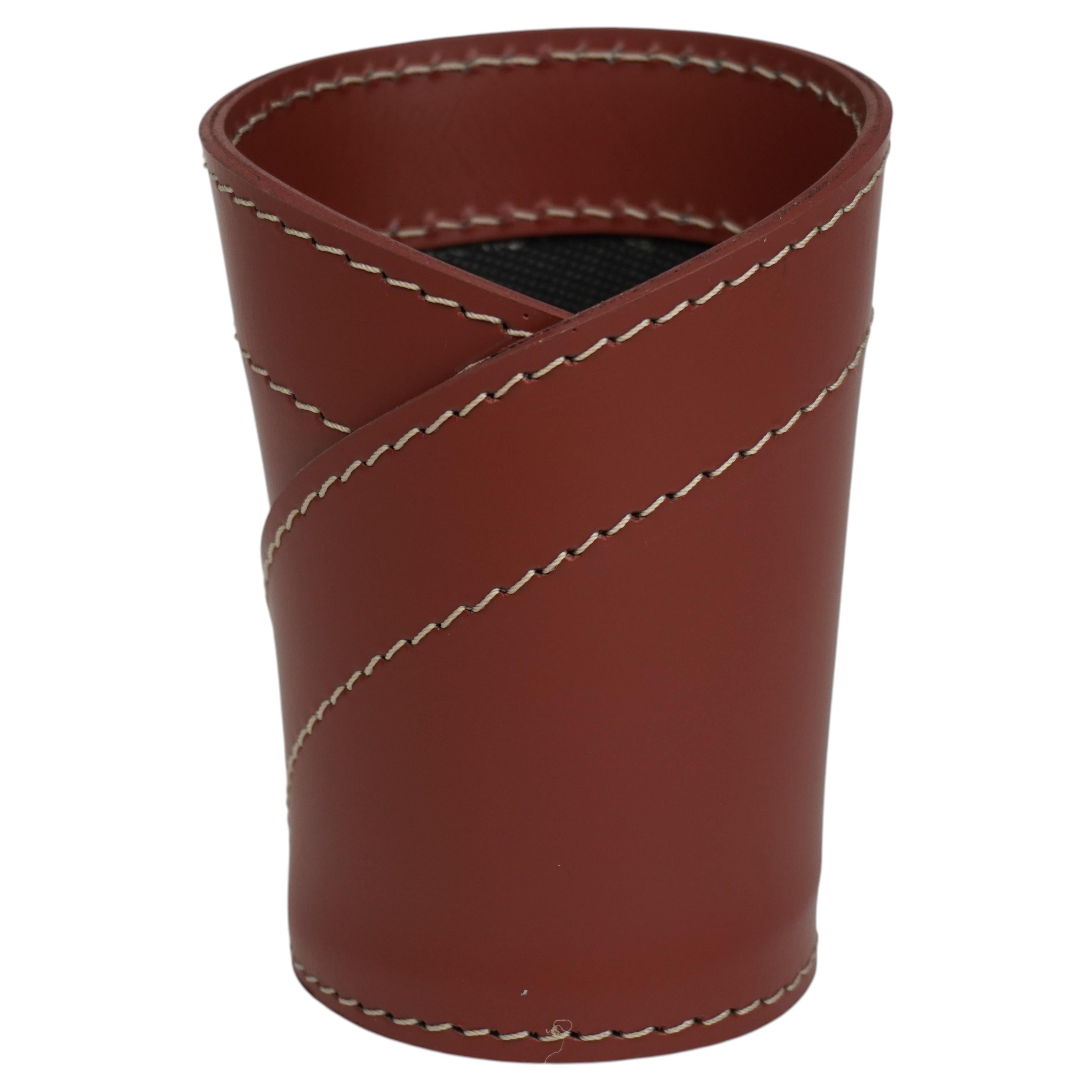 Round Leather Pen Holder by Limac Design, Modern Italian Style