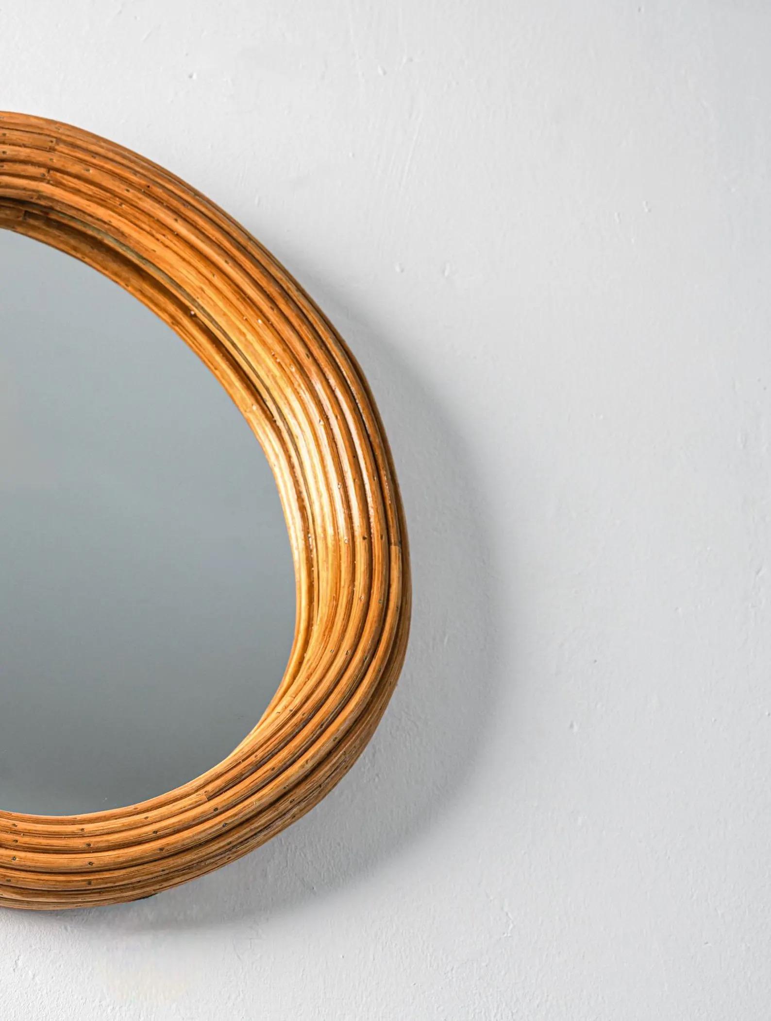 Miroir mural rond en rotin Bon état - En vente à Oxford, GB