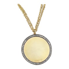 Pendentif rond en argent 925 avec diamant Collier de mode Cadeau.