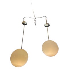 Vintage Round Pendant Lamps in Brass and Lexan, 1970s