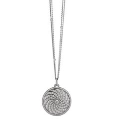 Round Pendant Necklace - 18k White Gold - 247 Pavé Diamonds 14.06 ct GVS - 48mm
