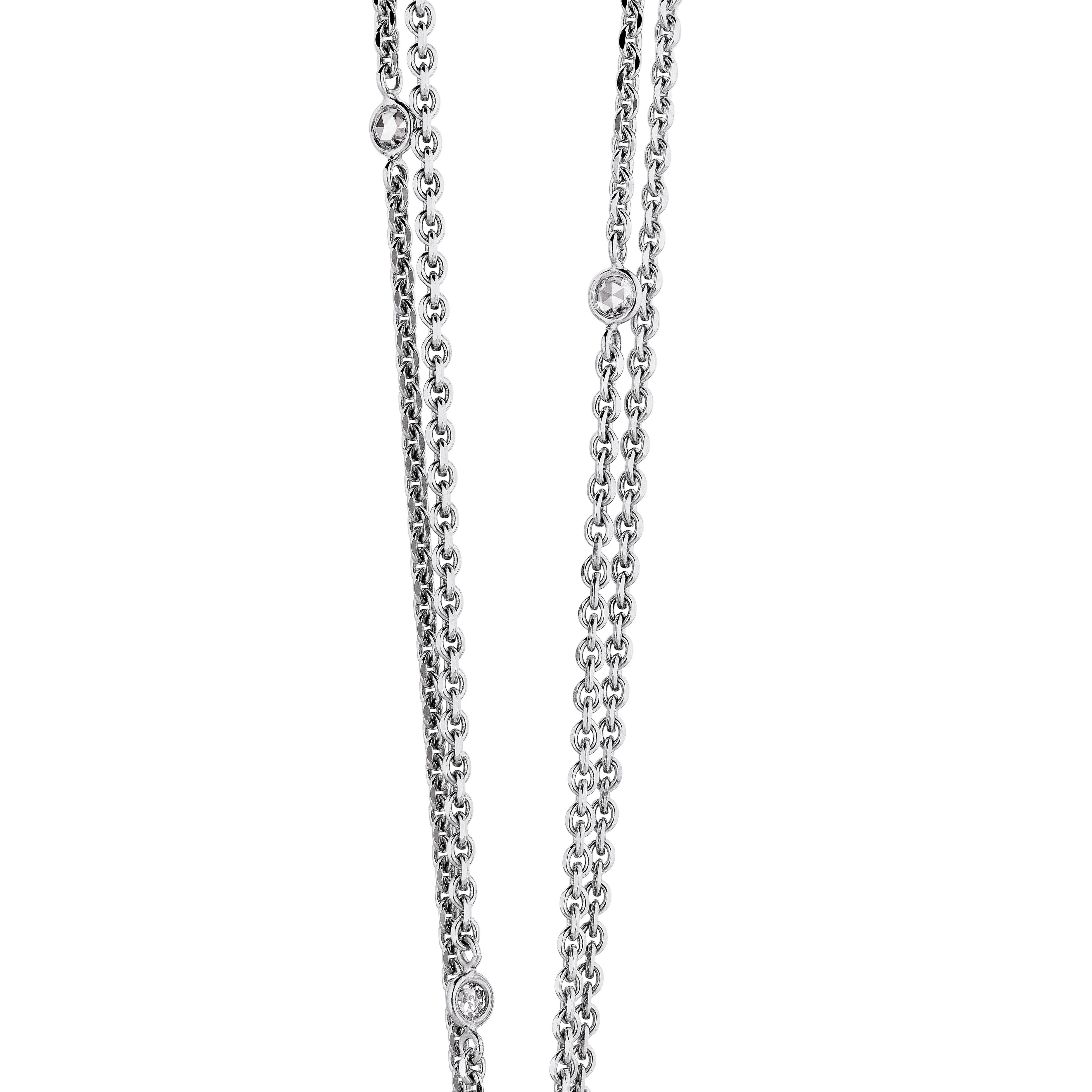 Round Pendant Necklace - 18k White Gold - 247 Pavé Diamonds 14.06 ct GVS - 48mm For Sale 4