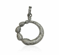 Round Pendant Pave Diamond 925 Silver Diamond Fine Jewelry Pendant.