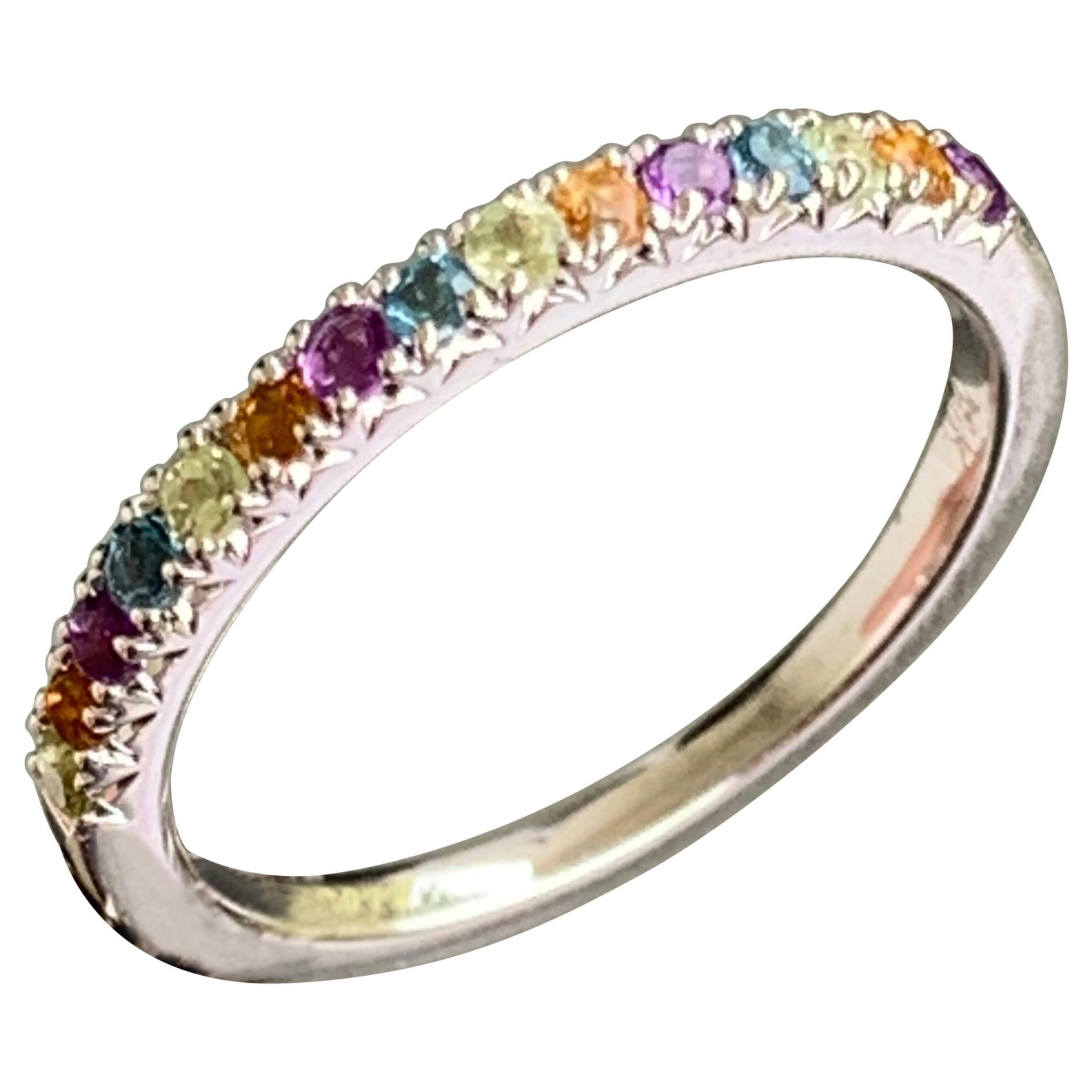 Rund Peridot und Zirkon Hochzeit Eternity Band, 14 Karat Gold, Ben-Dannie