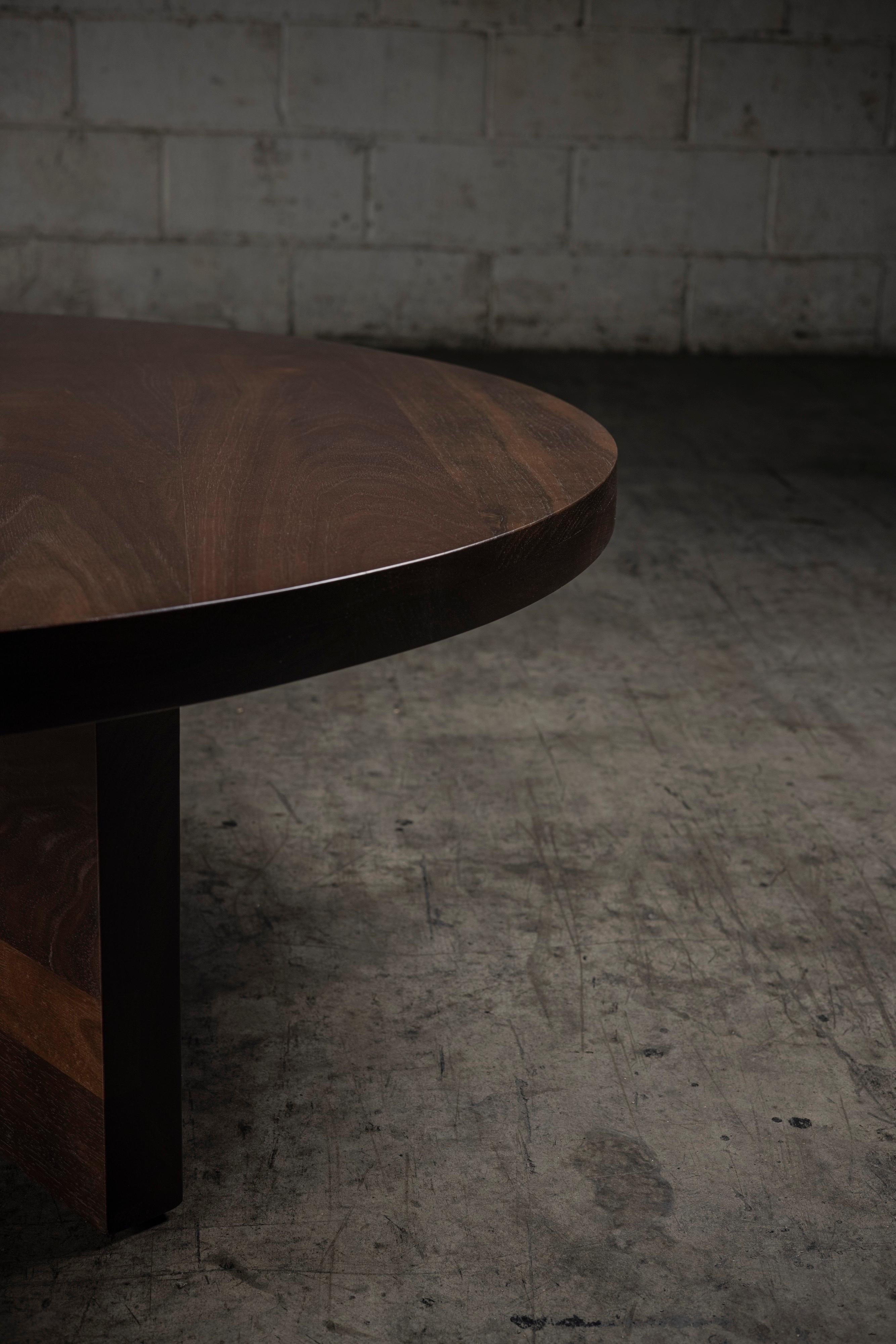 dark brown round coffee table