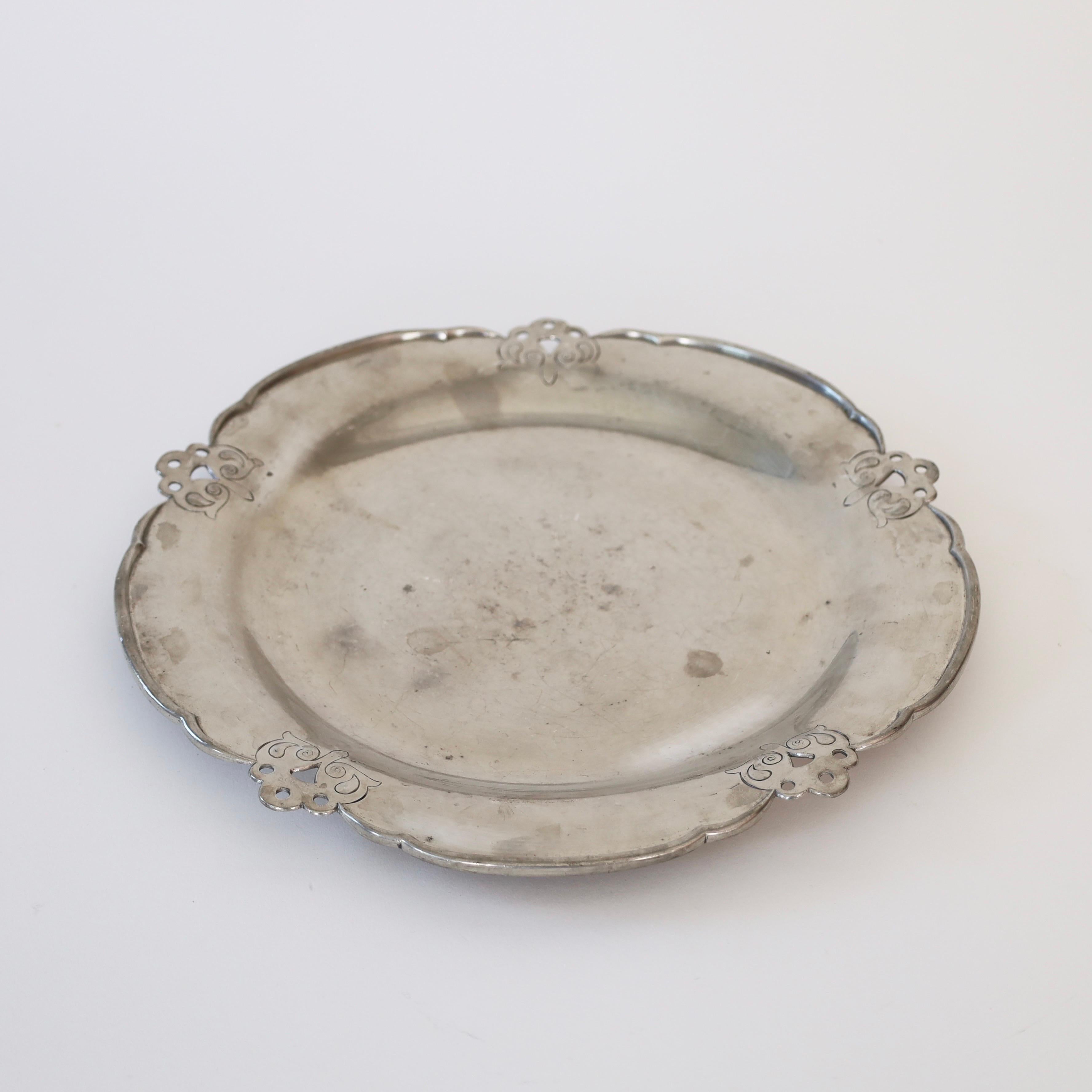 Early 20th Century Round Pewter Dish by Just Andersen, 1920s, Denmark For Sale