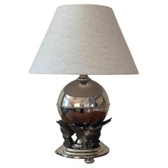 Round Pewter Table Lamp, 1930s Swedish Art Deco