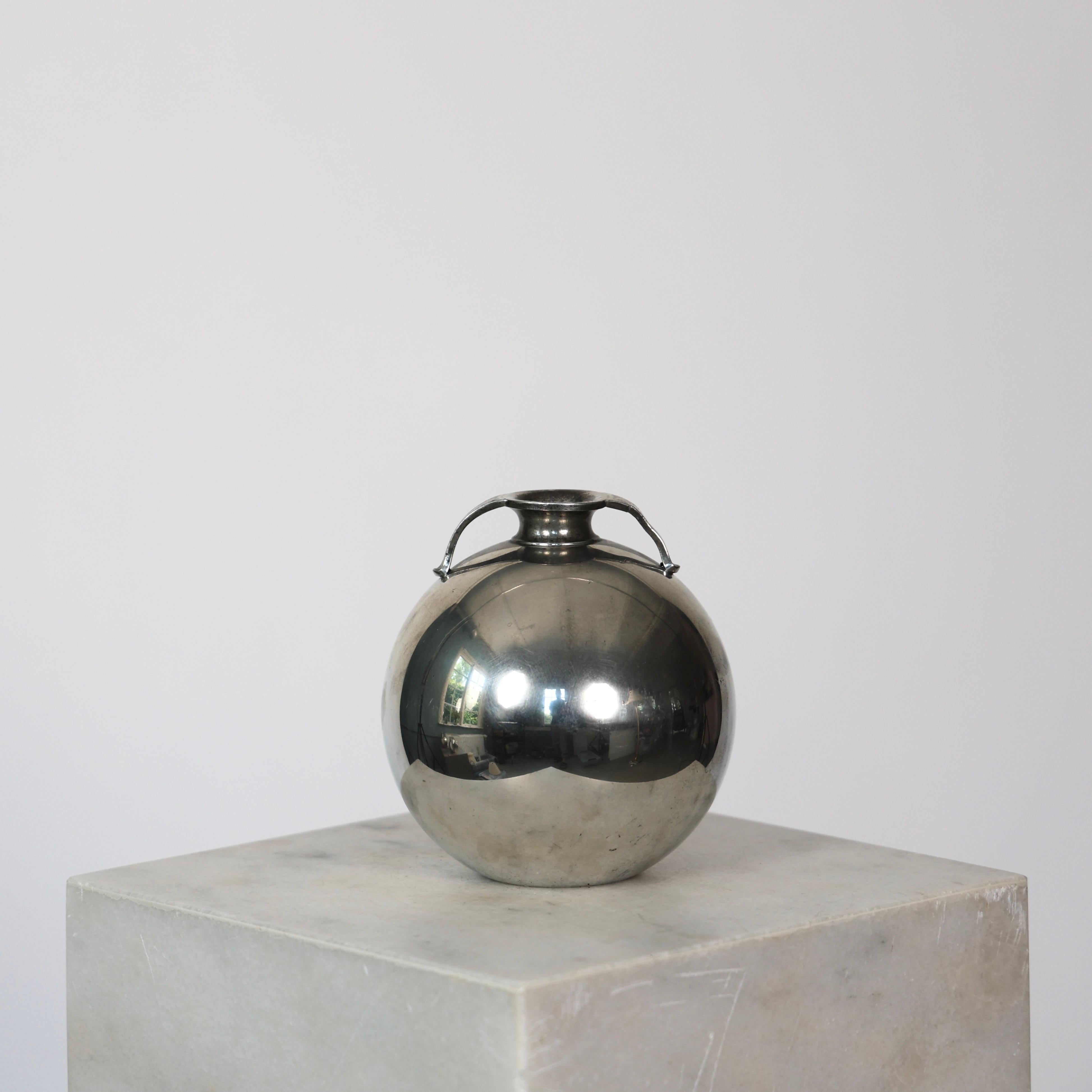Art Deco Round Pewter Vase by Just Andersen, 1930s, Denmark For Sale