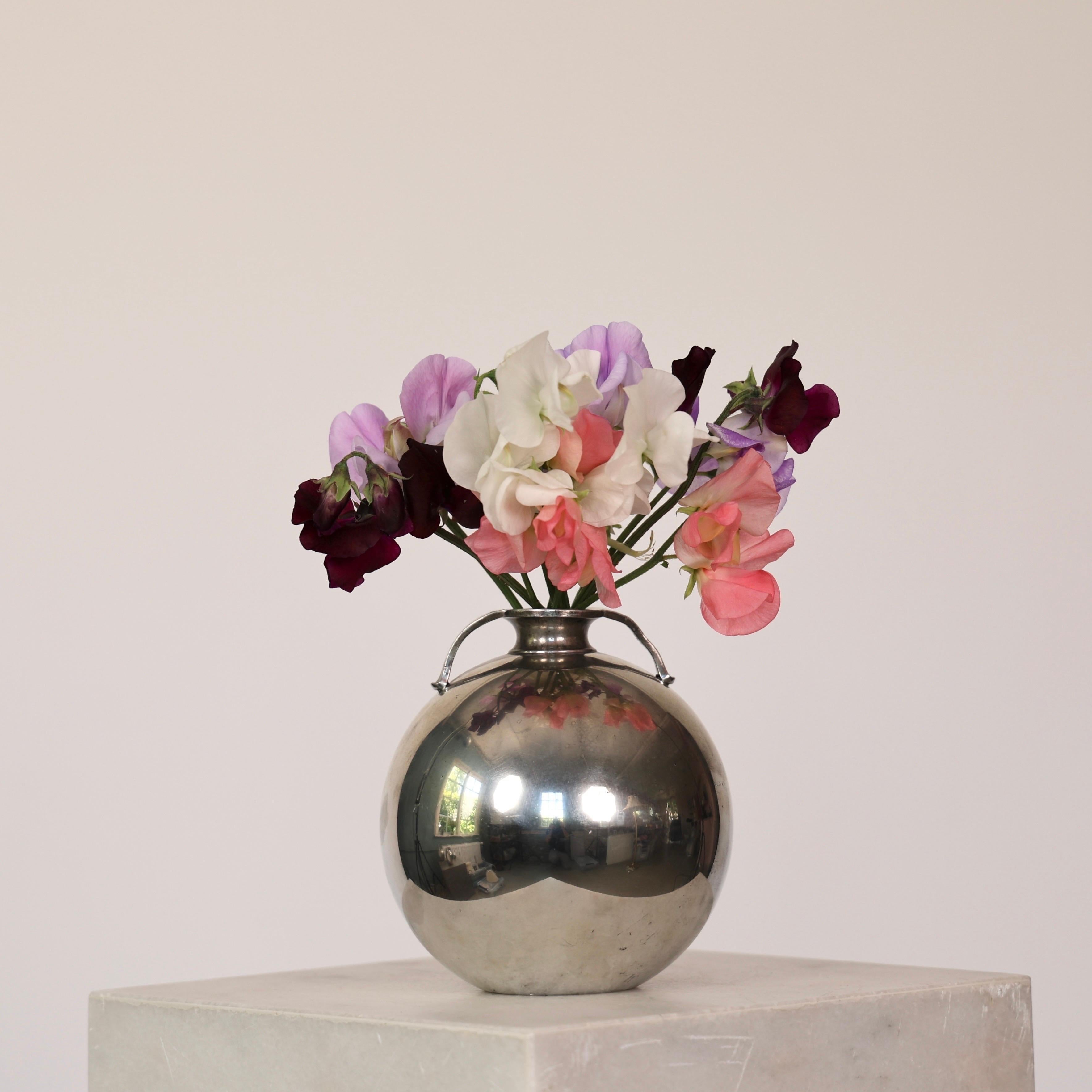 Danish Round Pewter Vase by Just Andersen, 1930s, Denmark For Sale