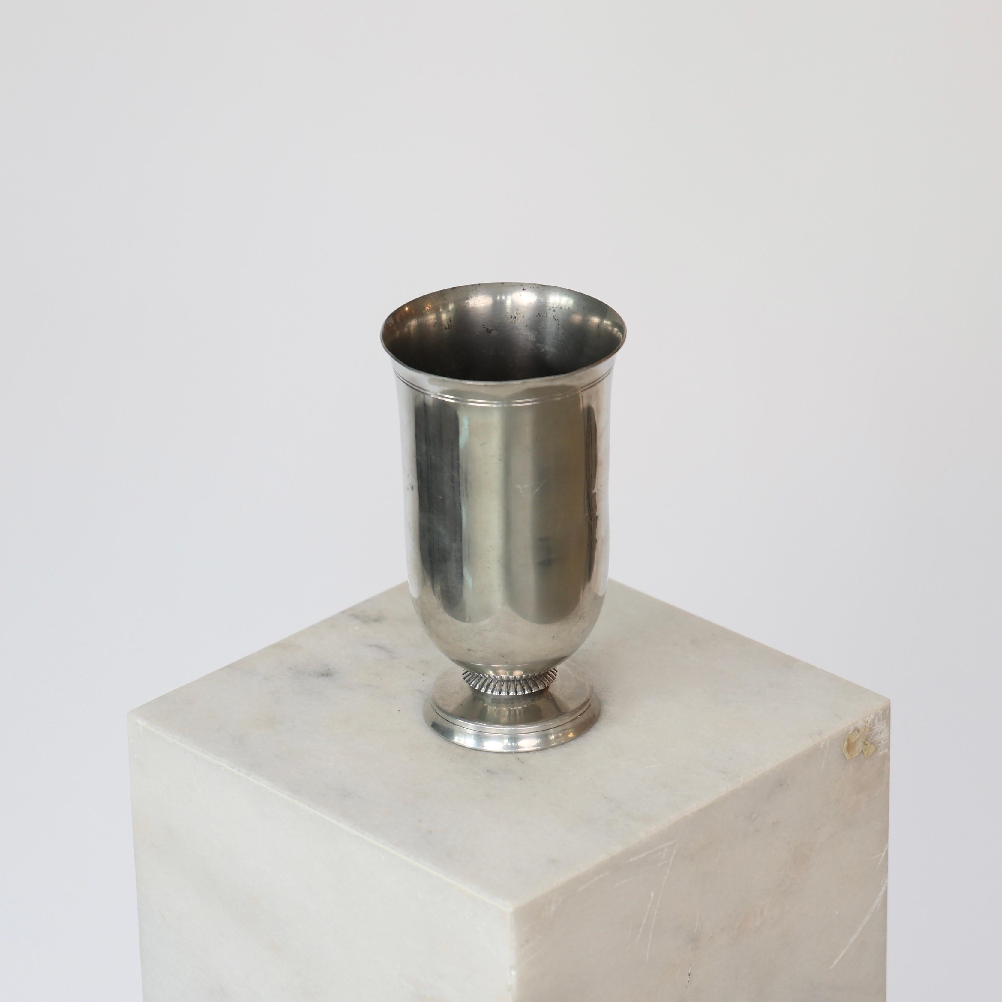 Vaso rotondo in peltro di Just Andersen, anni '30, Danimarca In condizioni discrete in vendita a Værløse, DK