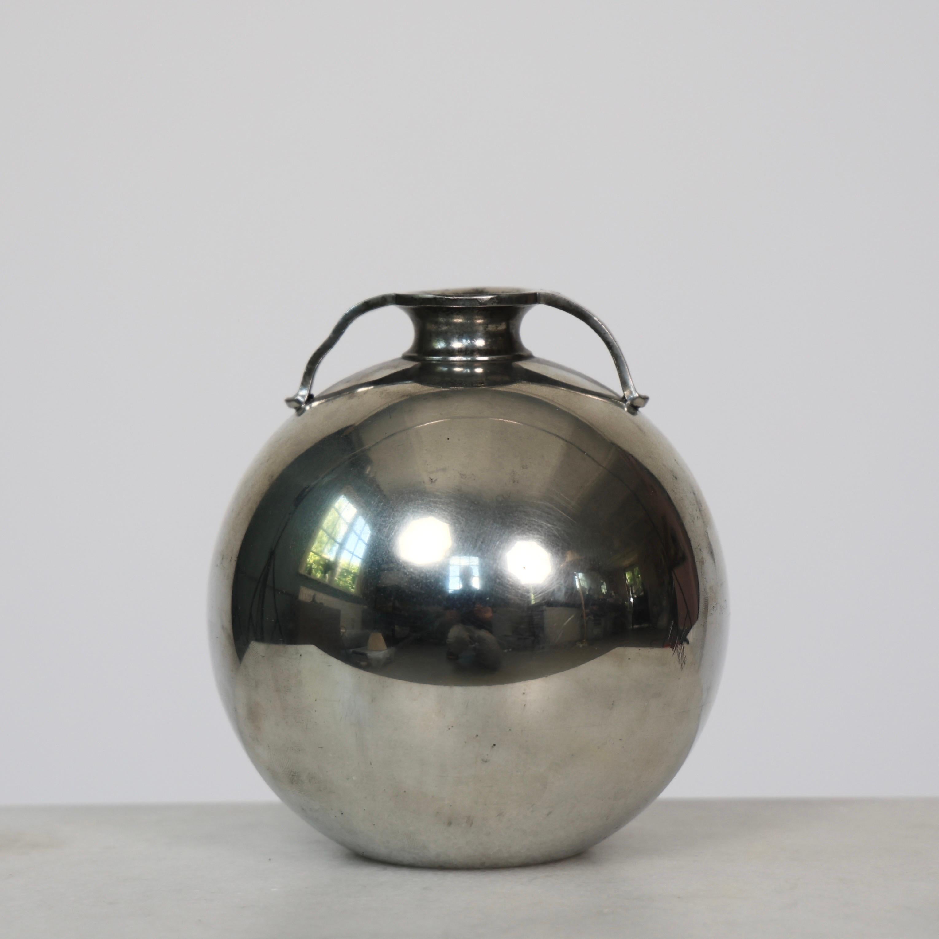 Mid-20th Century Round Pewter Vase by Just Andersen, 1930s, Denmark For Sale